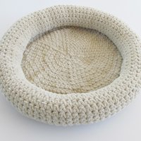 Plush Soft Sided Crocheted Pet Bed For Small Dogs and Cats, Almond