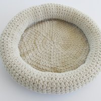 Plush Soft Sided Crocheted Pet Bed For Small Dogs and Cats, Almond