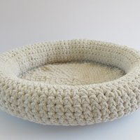 Plush Soft Sided Crocheted Pet Bed For Small Dogs and Cats, Almond