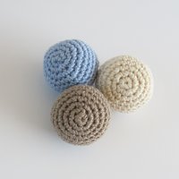 Extra Small Cotton Crocheted Squeaky Dog Toy Ball Set of 3, Made in USA