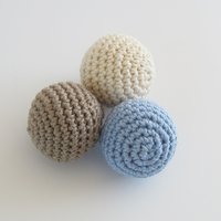 Extra Small Cotton Crocheted Squeaky Dog Toy Ball Set of 3, Made in USA