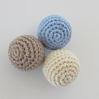 Extra Small Cotton Crocheted Squeaky Dog Toy Ball Set of 3, Made in USA