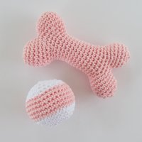 Pink Cotton Crocheted Squeaky Bone and Ball Dog Toy Set for Small Dogs, Made in USA