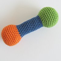 Cotton Crocheted Squeaky Barbell Plush Dog Toy for Small Dogs, Made in USA