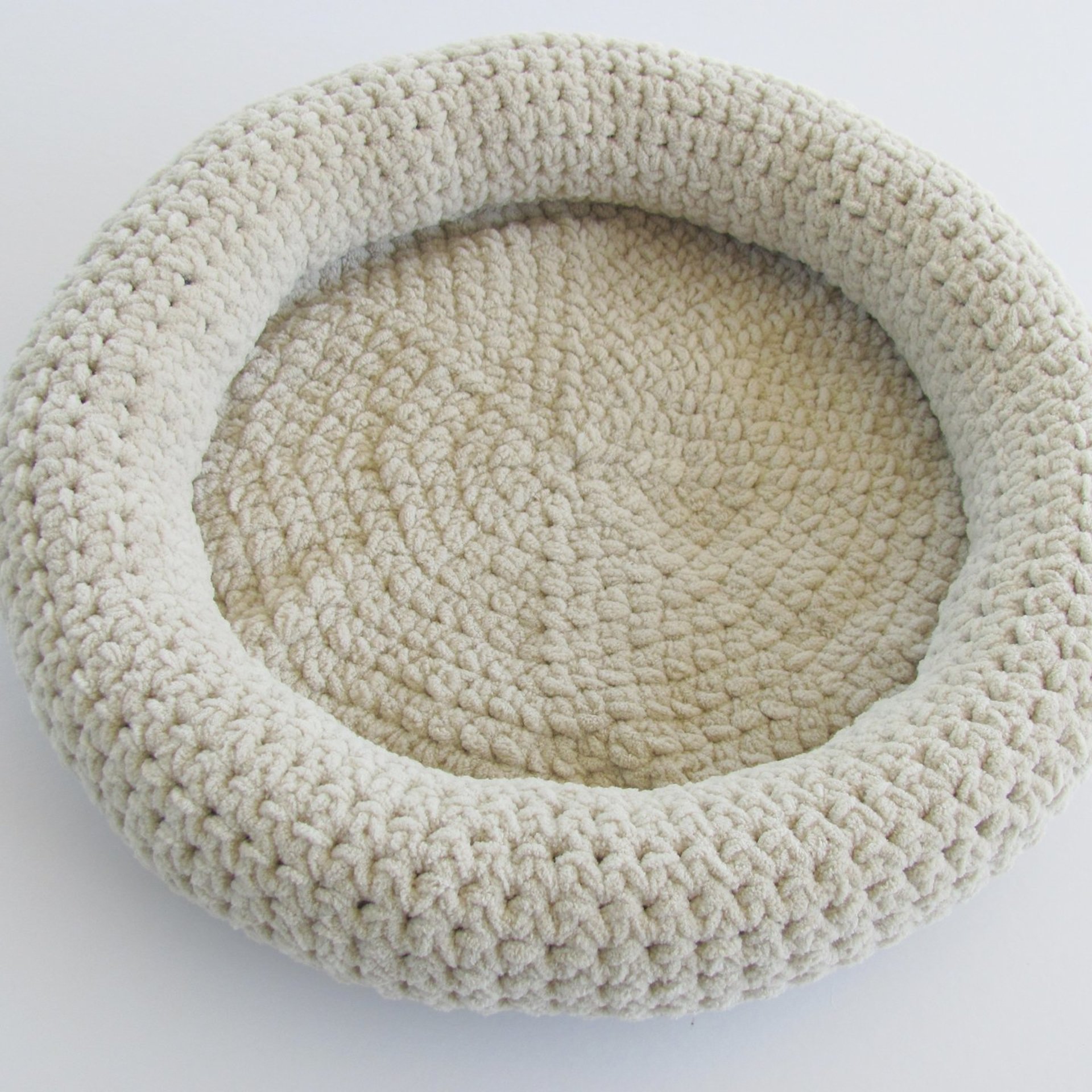 Plush Soft Sided Crocheted Pet Bed For Small Dogs and Cats, Almond