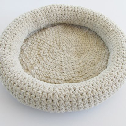 Plush Soft Sided Crocheted Pet Bed For Small Dogs and Cats, Almond